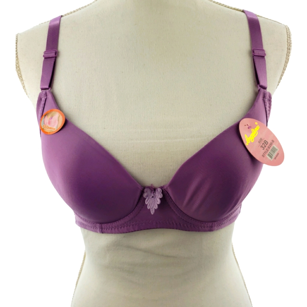 Angelina Bra NWT Size 32B Full Coverage Convertible Straps in Purple